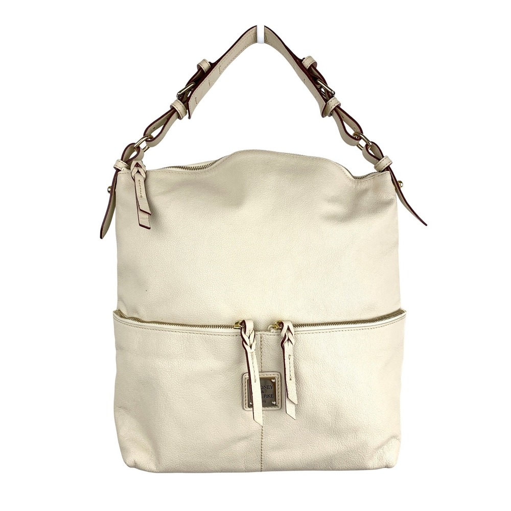 Dooney & Bourke DILLEN Cream Pebbled Leather Shoulder Bag with Dust Bag EUC
